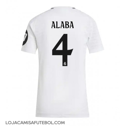 Camisa de Futebol Real Madrid David Alaba #4 Equipamento Principal Mulheres 2024-25 Manga Curta